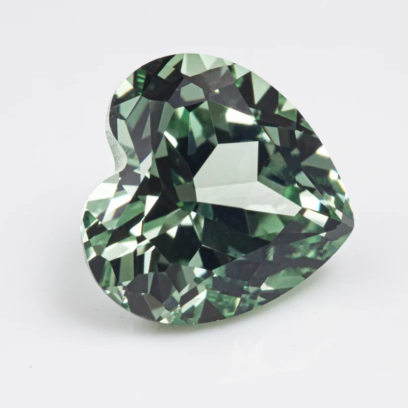 Lab Grown Sapphire Green Color Heart Shape Gemstone For Charms Jewel Making DIY Ring Materials Selectable AGL Certificate