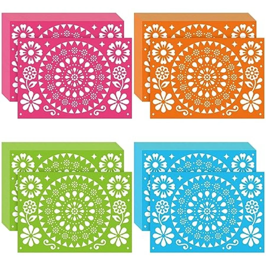 

100 Pcs Mexican Paper Placement Fiesta Disposable Place Mats Mats Picado Cinco De Mayo Placemats Bulk for Dinner Table Setting