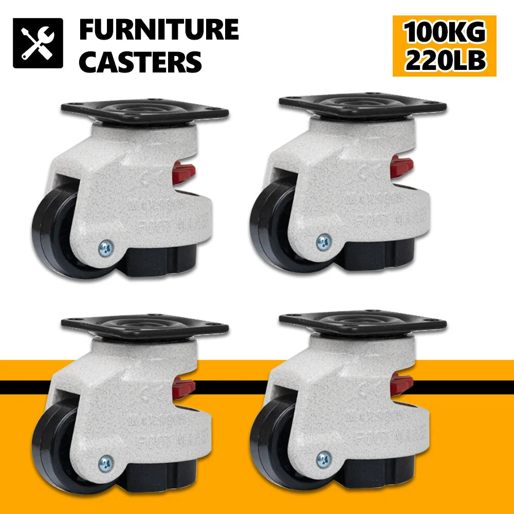 4 rotelle per mobili, rotelle telescopiche regolabili 40F, rotelle antiscivolo, capacità di carico 100 kg, per l'uso in distributori automatici, banch