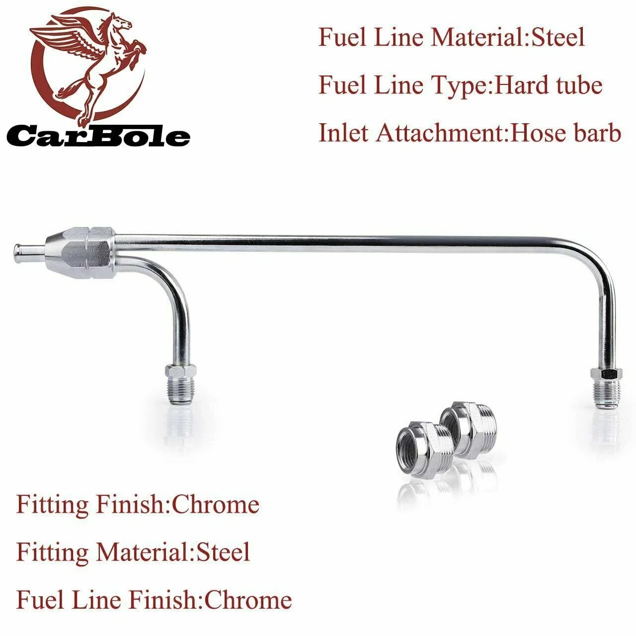 US Hot Sale Stock Chrome Dual Feed Fuel Line For Holley Carburetor 4150 Double Pumper 3/8 Hose SBC