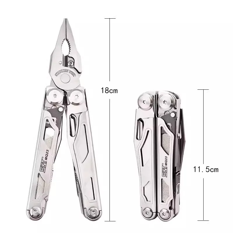 SQT MQ-23 Multitool Outdoor Camping Folding Tools Knife Plier Tactical Multifunctional EDC Pliers Bits Scissors Mini Saw