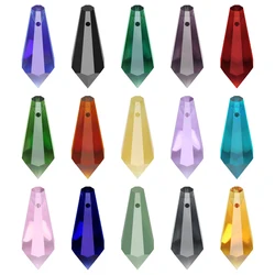 5Pcs 14x38mm Lampwork Crystal Prism Pendants Glass Drop Beads For DIY Sun Catcher Chandelier Parts DIY Home Garden Party Decor
