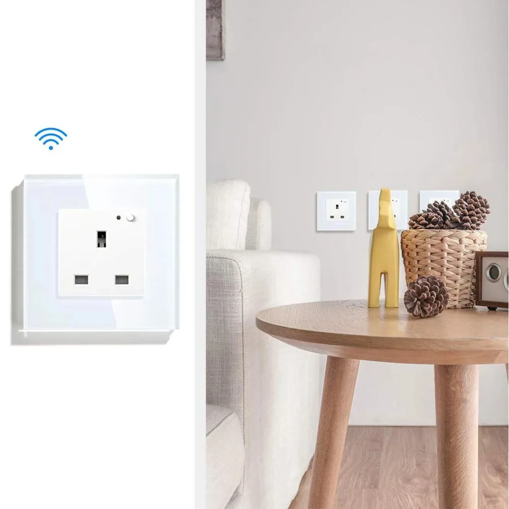 WiFi Smart Wall Sockets UK Electric Plug Mounted Outlets 13A App Remote Voice Control Timer by Tuya Smartlife Alexa Google Home