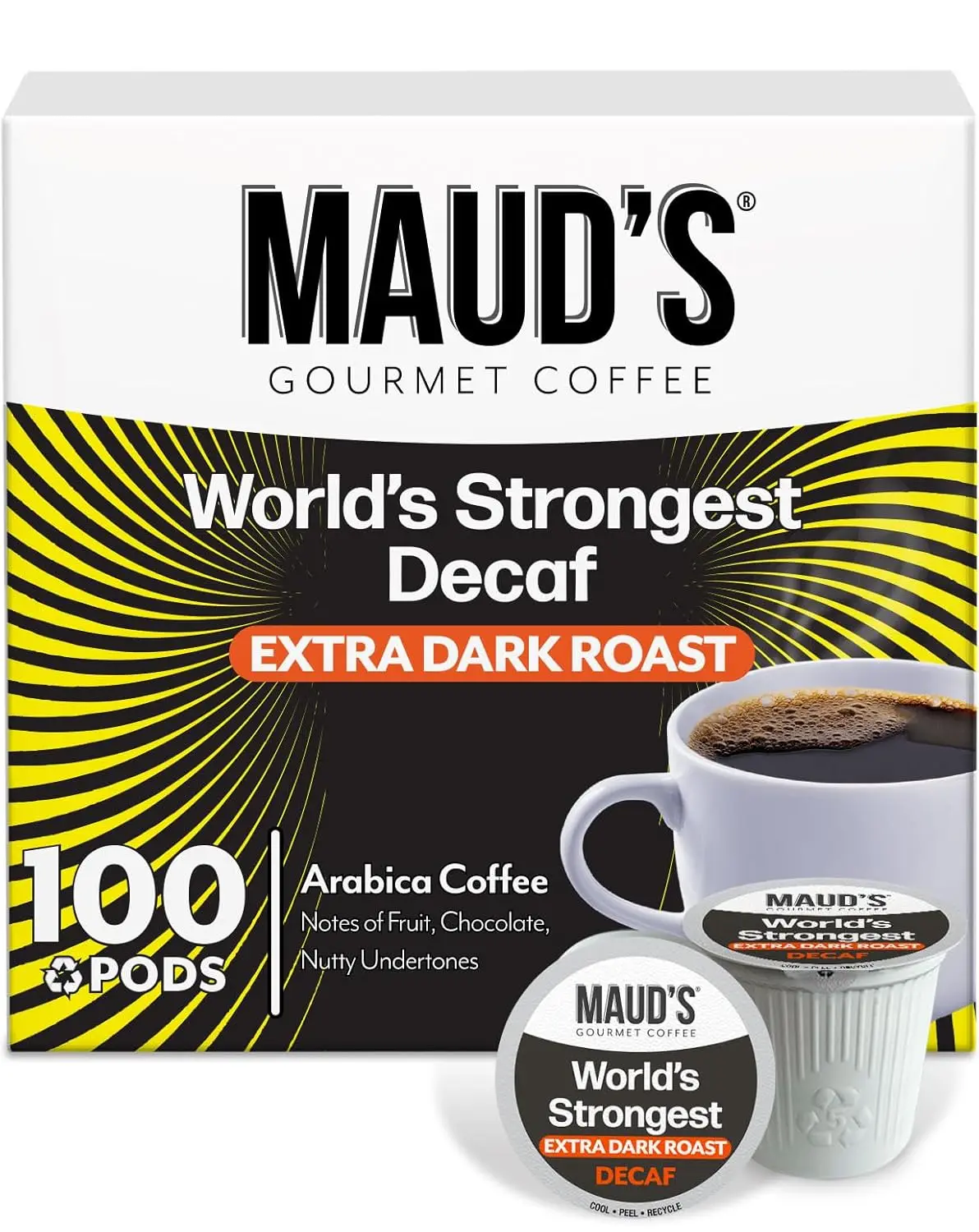 

World's Strongest Decaf Coffee Pods, 100 ct, Dark Roast, 100% Arabica, Compatible with Keurig 2.0