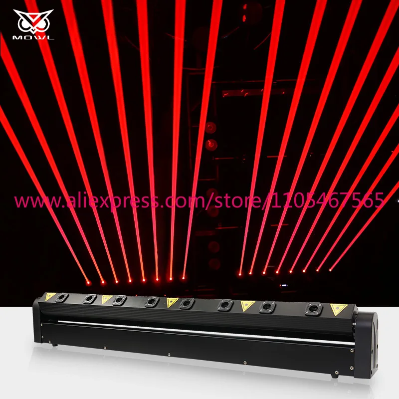 1PCS MOWL 8 Eyes DMX 500mw Lazer Red Bar Mobile Head DJ Disco Nightclub Event Stage