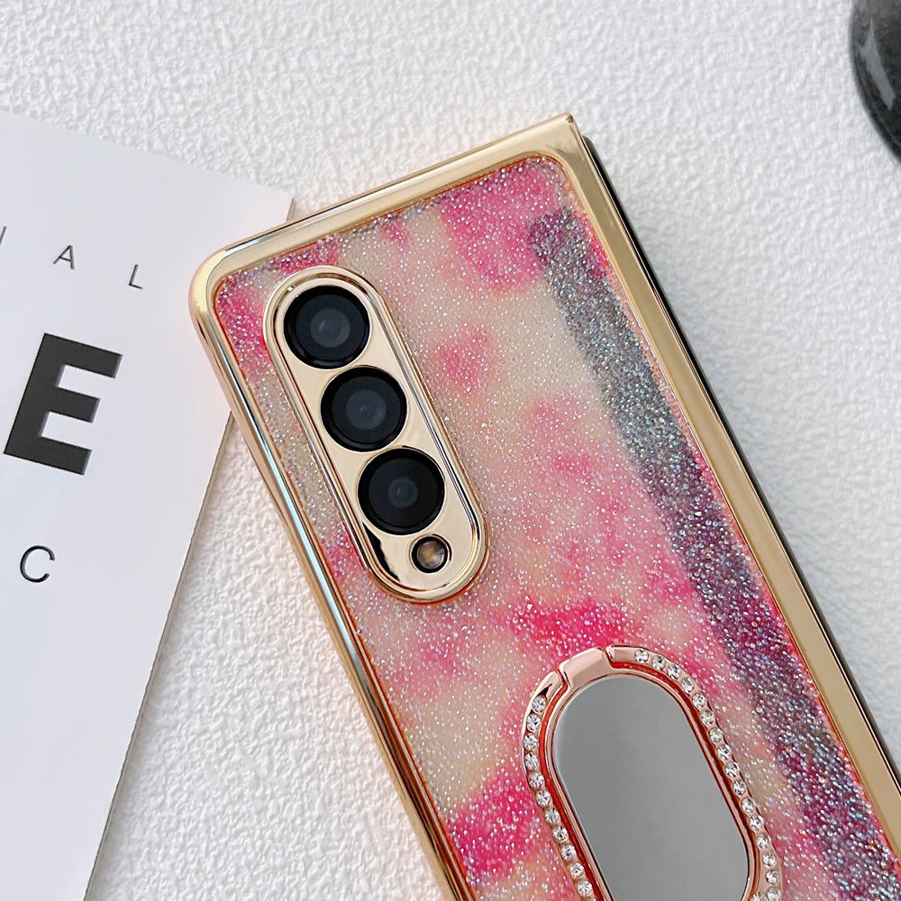 Glitter Gradient Foldable Phone Case For Samsung Galaxy Z Fold Flip 7 6 5 4 3 Rhinestone Ring Kickstand Protective Phone Cover - view 4