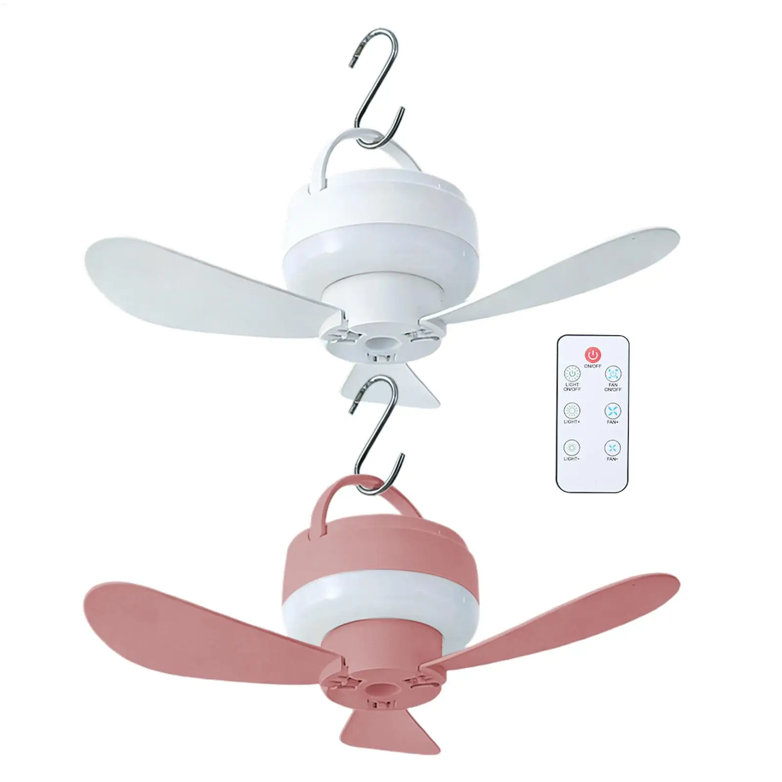 Smart Ceiling Fan Light USB Rechargeable 1800mAh 3 Speeds Remote Control Portable Hanging Fan for Garage Bedroom Balcony