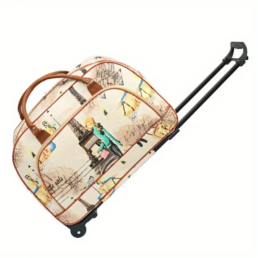 Huge Capacity PU Leather Rolling Duffel Bag, Carry On Luggage with Smooth Rolling Wheels, Lightweight Portable Travel Duffle Suitcase, Durable PU Material, Perfect Carry-on Bag for Short Business Trips, Air Travel, Weekend Getaways and Overnight Vacations