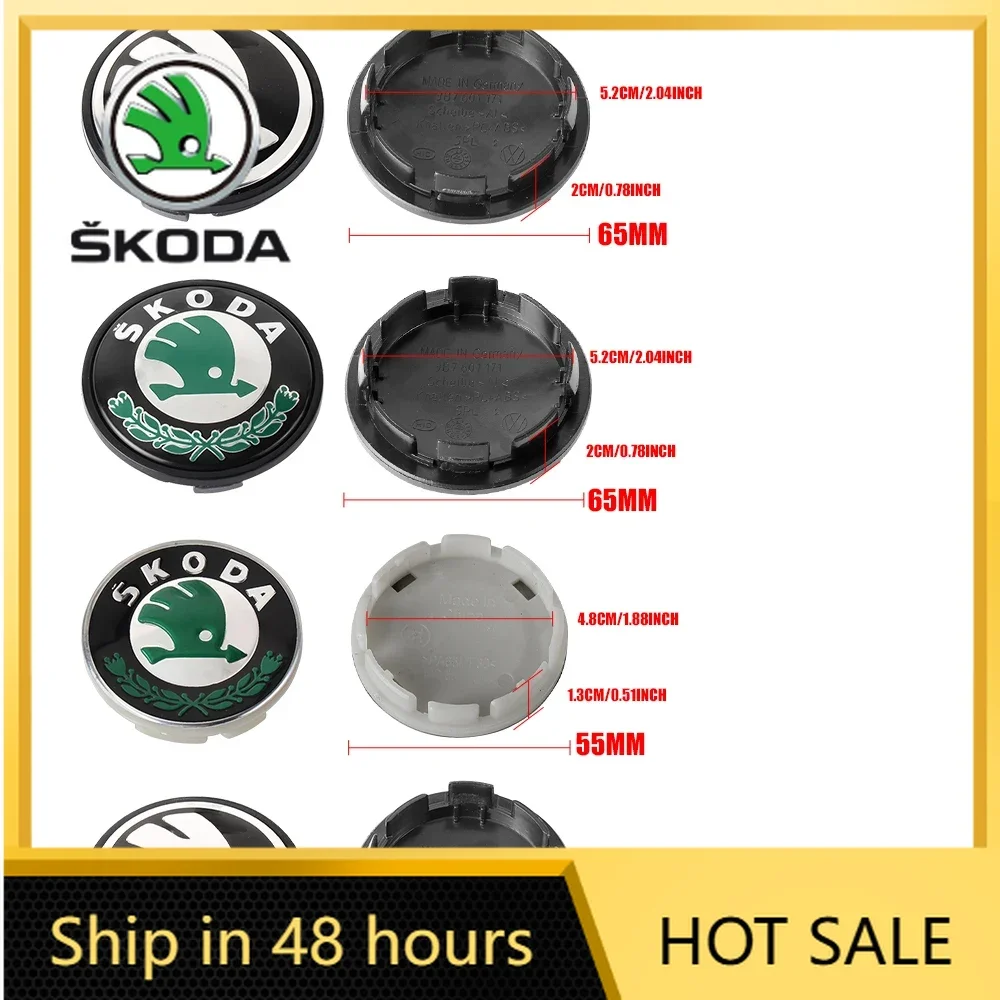 

Car Sticker 4pcs 55/65mm Wheel Hub Center Caps Badge Cover Hubcaps For Skoda VRS Fabia Superb Rapid Karoq VII Yeti Kodiaq A2 A5