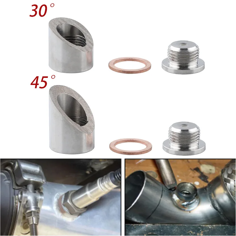Universal Auto Modification M18*1.5 Oxygen Sensor Nut 30 45 Degree Angled Notch Nut Exhaust Pipe Plug Car Exhaust Fitting