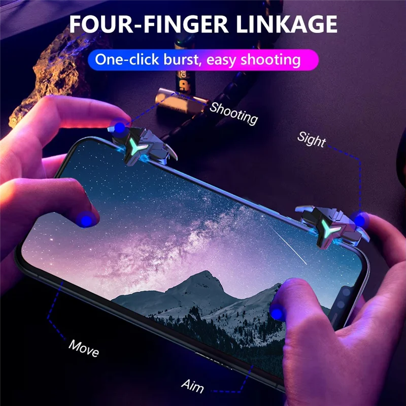 【عناصر ساخنة】 عصا تحكم RGB A1 4 أصابع لألعاب الهاتف المحمول ومشغلات احترافية للهواتف المحمولة
