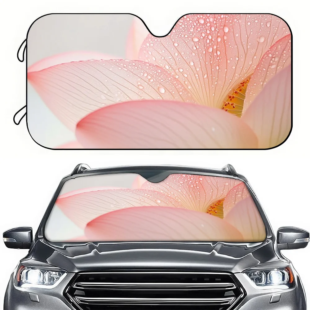 1pc Car Sun Visor With Water Droplet Pink Petal Car Sunshade, UV Protection & Cooling, Suitable For SUV, Universal Models, Sedan