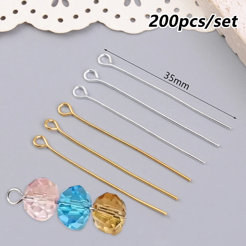 200 قطعة 35 مللي متر سلك معدني صغير دبابيس الديكور الصغيرة المفتوحة العين رئيس دبابيس الإبر DIY بها بنفسك الحرفية أقراط مجوهرات اكسسوارات #2