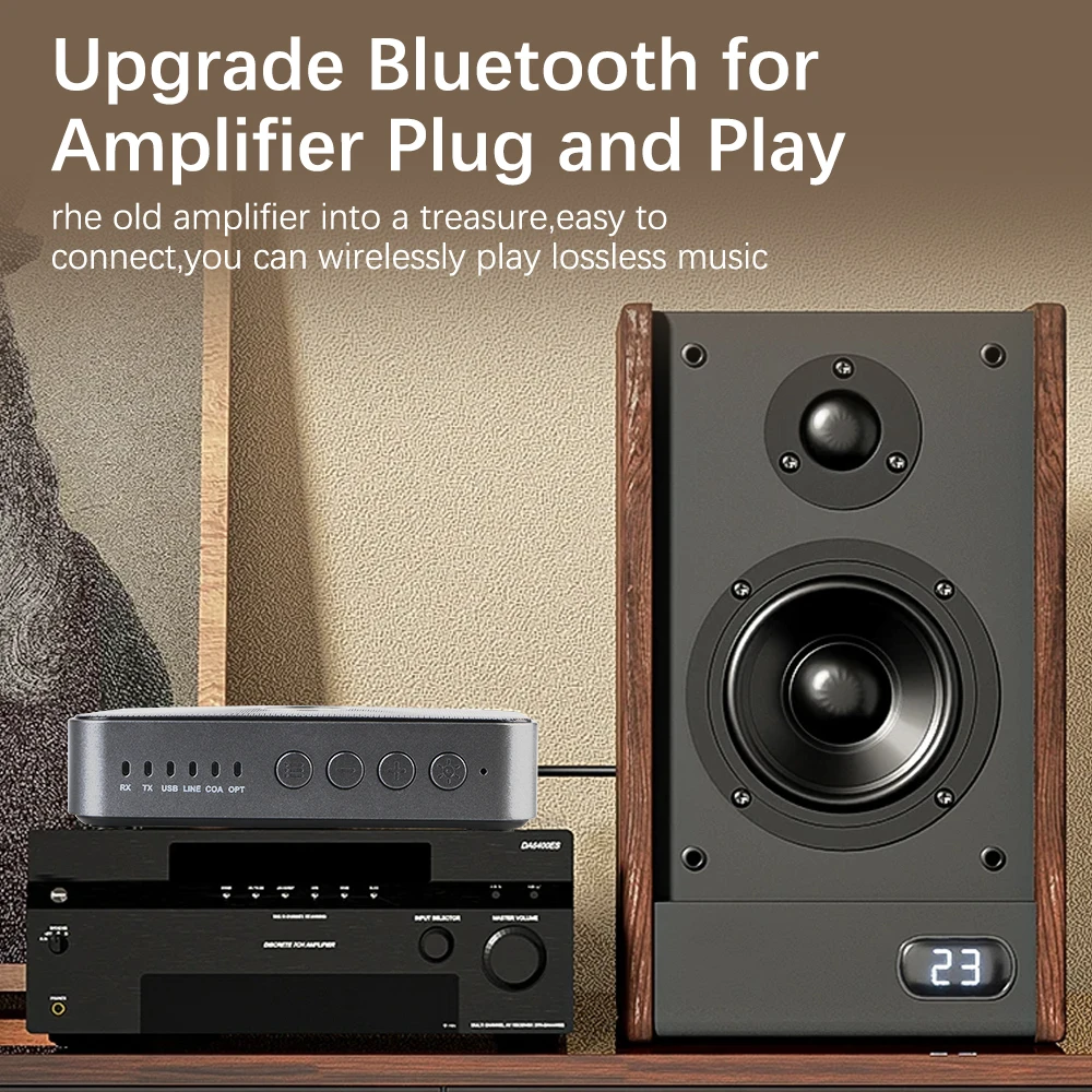 อะแดปเตอร์ไร้สายบลูทูธ 5.3 USB Audio Receiverเครื่องส่งสัญญาณNFC 3.5 มม.AUX RCA Coaxial Optical DAC Converter RGBสีสันสดใส