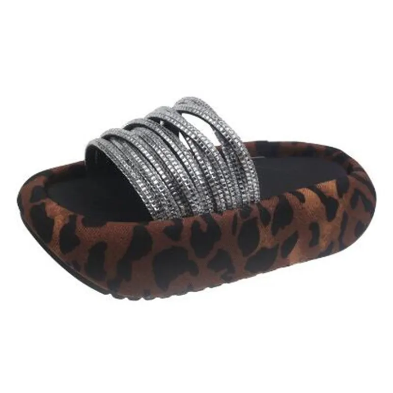 شباشب عالية الجودة بنعل سميك مفتوح من الأمام مرصعة بأحجار الراين عصرية متعددة الاستخدامات مريحة ومضادة للانزلاق شباشب نسائية عصرية #3