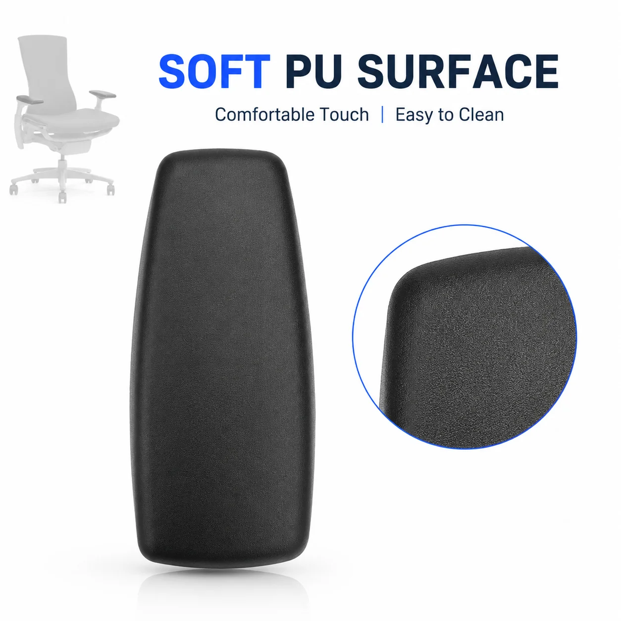 Herman Miller Embody Arm Pads Replacement for Office Chair, Armrest Covers, Ergonomic Desk Chair Accessories, Black, 1 Pair