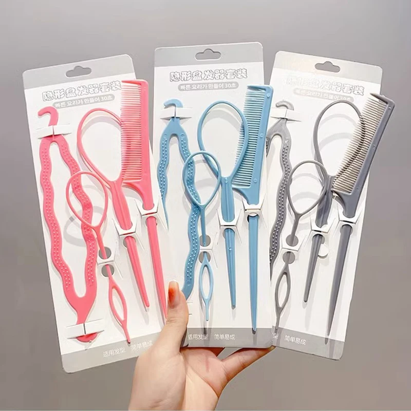 4-6PCS piece set solid color plastic ring styling tool Topsy Tail Topsy Tail clip ponytail hair braider styling tool
