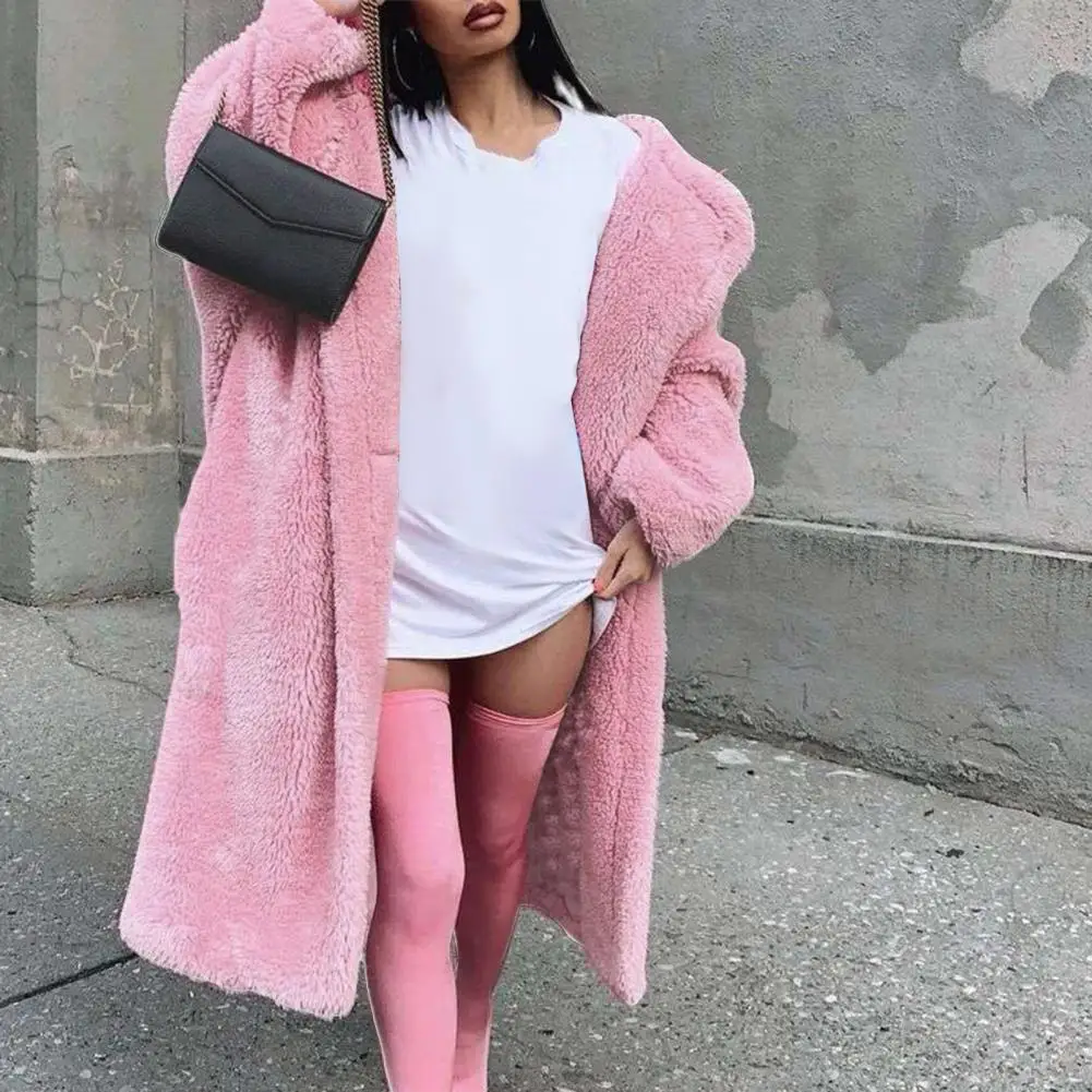 Stylish Cardigan Coat All-Match Cardigan Jacket Plush Open Front Plush Cardigan Coat Pockets