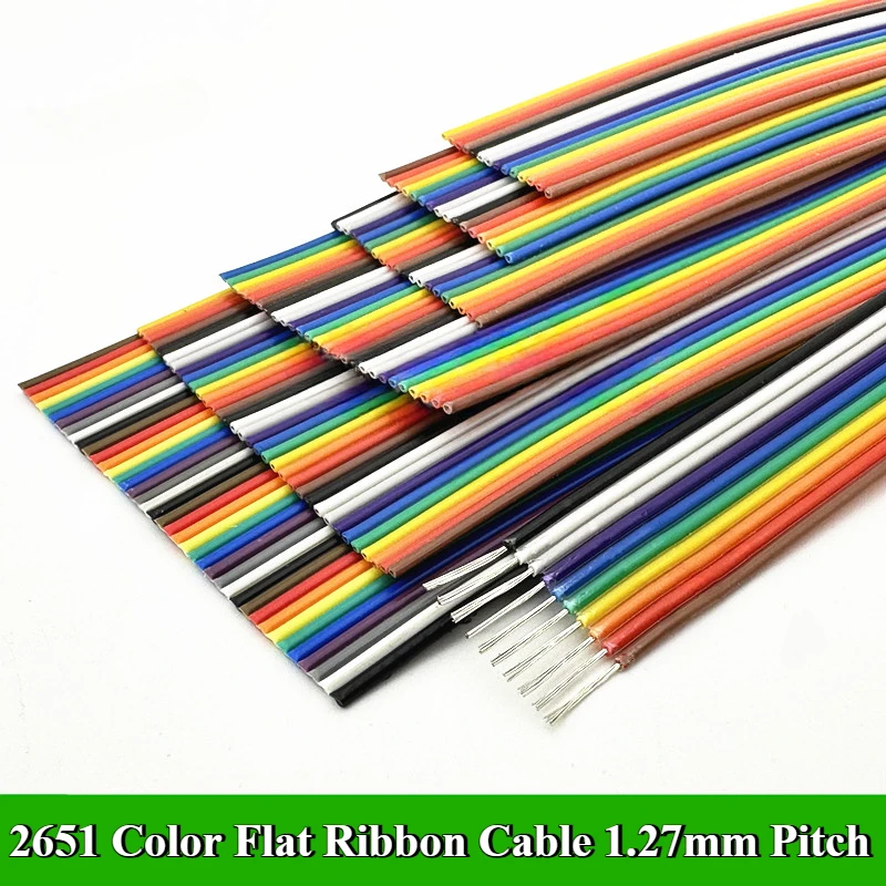 1/3/5/10/61Meter 10/14/16/20/26/34-60P 1.27mm Pitch 2651 Color Flat Ribbon Cable Rainbow DuPont Wire For IDC 2.54mm FC Connector