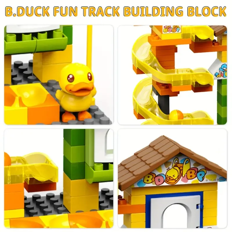 B.Duck Marble Run Toy, zestaw klocków 100 PCS dla dzieci, 2024 Nowe zabawki STEM Prezent dla chłopców i dziewcząt w wieku 3+