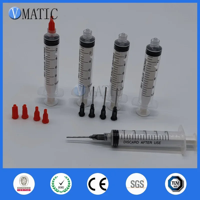 Free Shipping 5Pcs 16G 1 Inch Length Dispensing Needle + 5Pcs 10cc/ml Syringe+5Pcs Red Syringe Cap