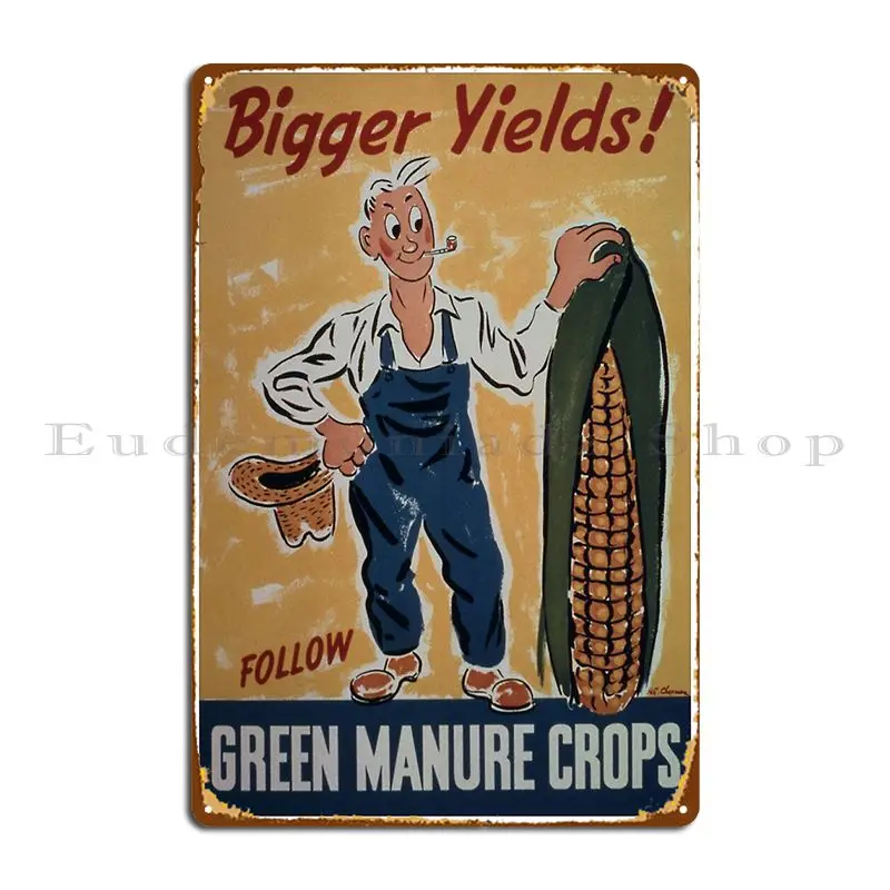 Vintage Ww2 Bigger Yields Green Manure Crops Poster Metal Sign Cinema Classic Cave Retro Designer Tin Sign Poster