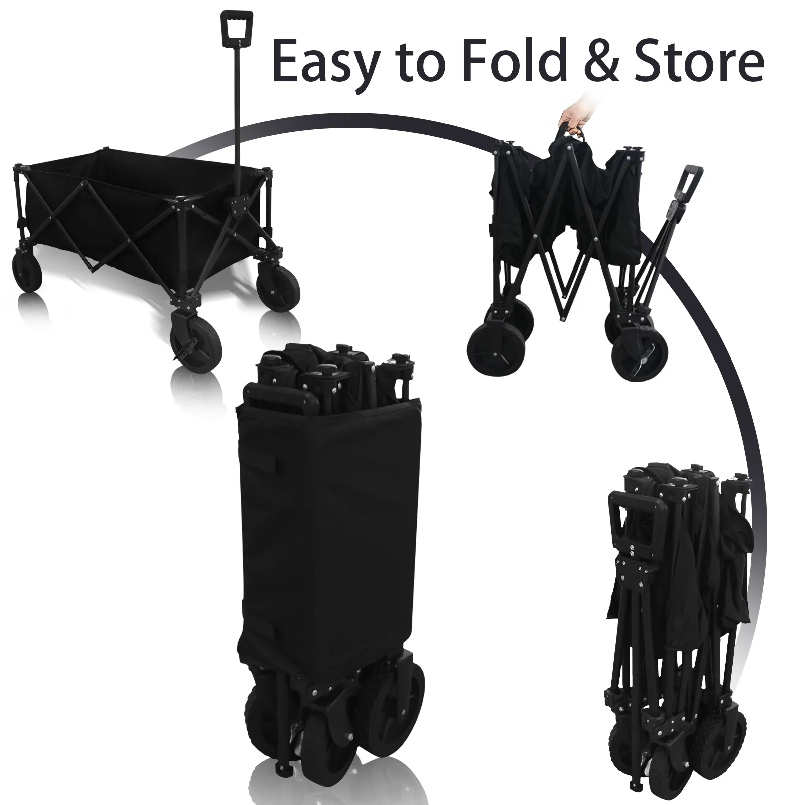 عربة قابلة للطي في الهواء الطلق عربة محمولة سعة كبيرة متعددة الوظائف الناقل عربة اليد عربة التخييم الشاطئ نزهة عربة بعجلات #3