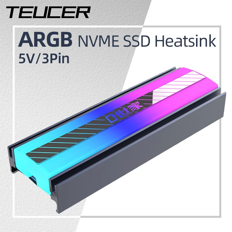 Teucer M.2 2280 NVME SSD Radiator M2 Radiator 5V 3Pin ARGB Aluminiowa chłodnica dysku półprzewodnikowego