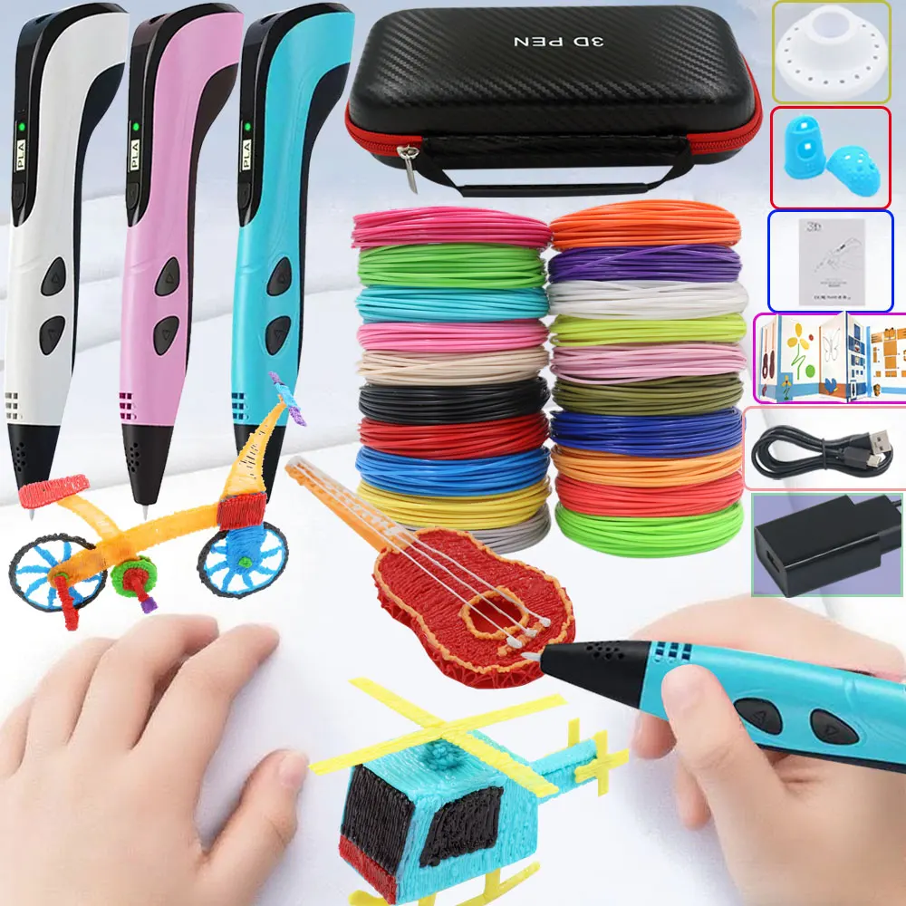 

Newly Designed Children's 3D Printing Pen With LCD Display Power Adapter Travel Case PLA Filament Kids Birthday Christmas Gift