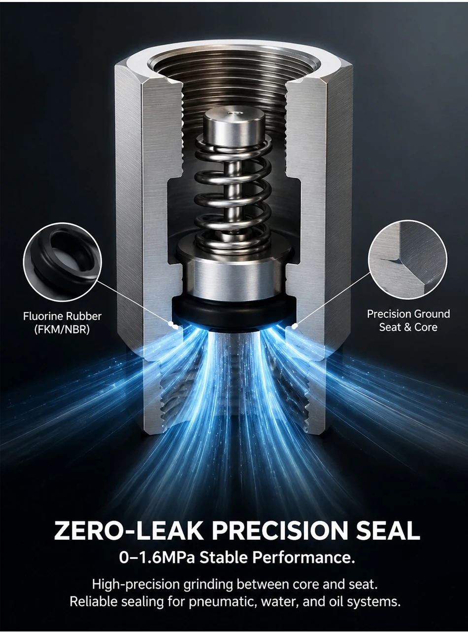 1PCS Stainless Steel Female Thread Pneumatic One-way Check Valve CV 1/8" 1/4" 3/8" 1/2" Inline Non Return for Air Water Fluid T&I Online Store