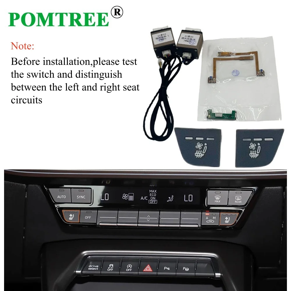 Built-in Car Seat Ventilation & Heating Kit Fit 2 Seats For Audi A3L/A3,4 Fans Cool+4 Heating Pads,Comfortable Driving In Summer