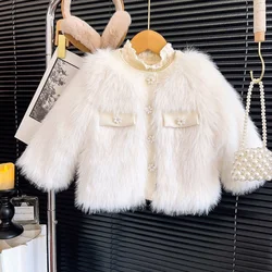 Korean Style Girls' Winter New Imitation Fur Furry Coat All-Match Bottoming Shirt Baby Girl Padded Top