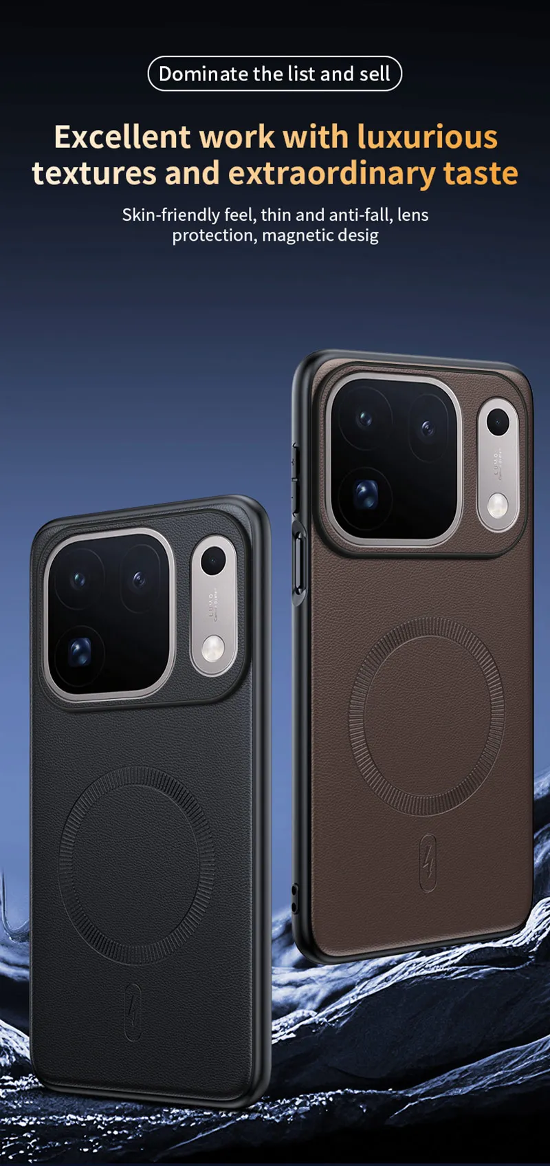 Für OPPO Find X10 Pro Max: Magnetische Schutzhülle aus Leder, Anti-Fingerabdruck, rutschfest, aus PC+TPU. – Detail 5