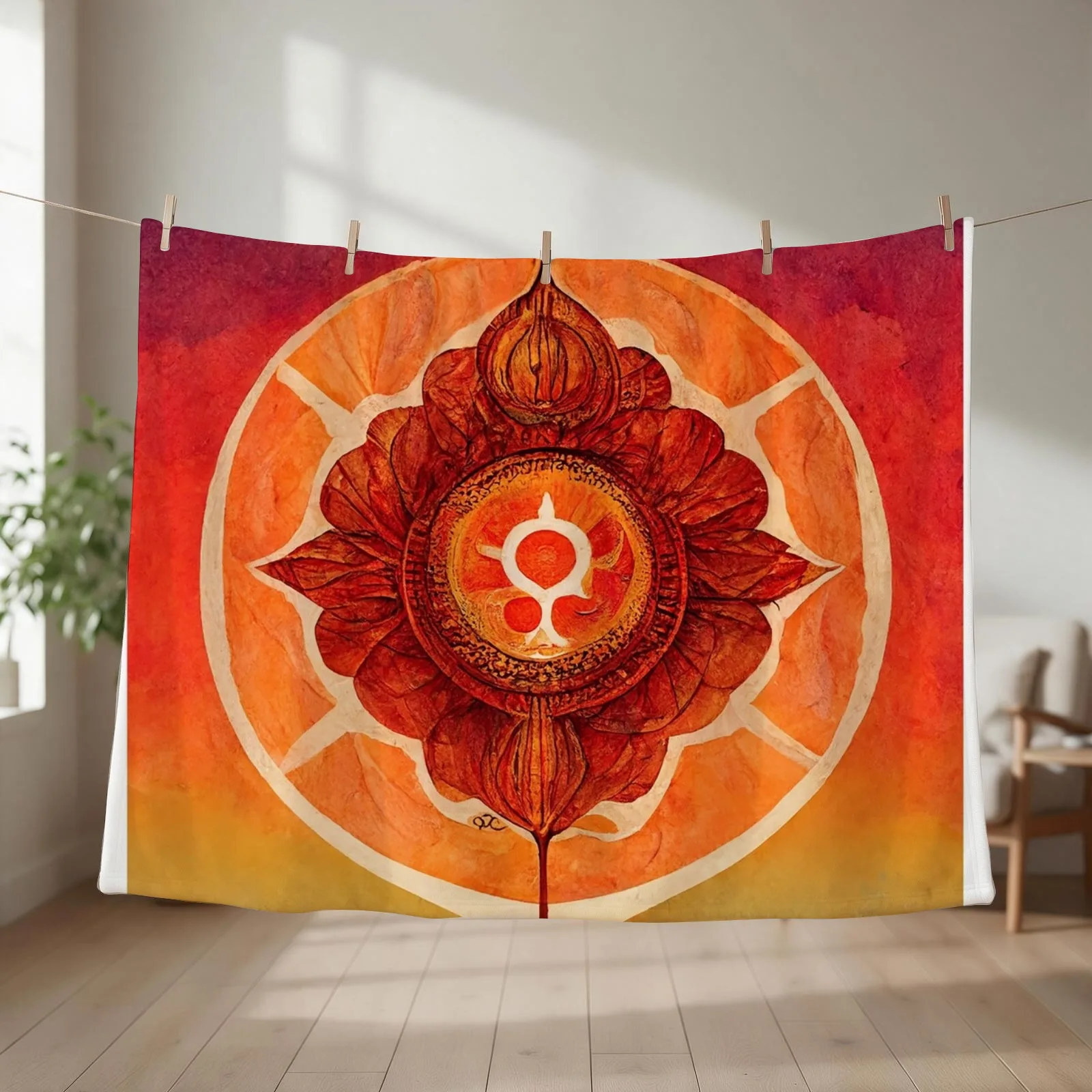 Orange Chakra Energy Throw Blanket