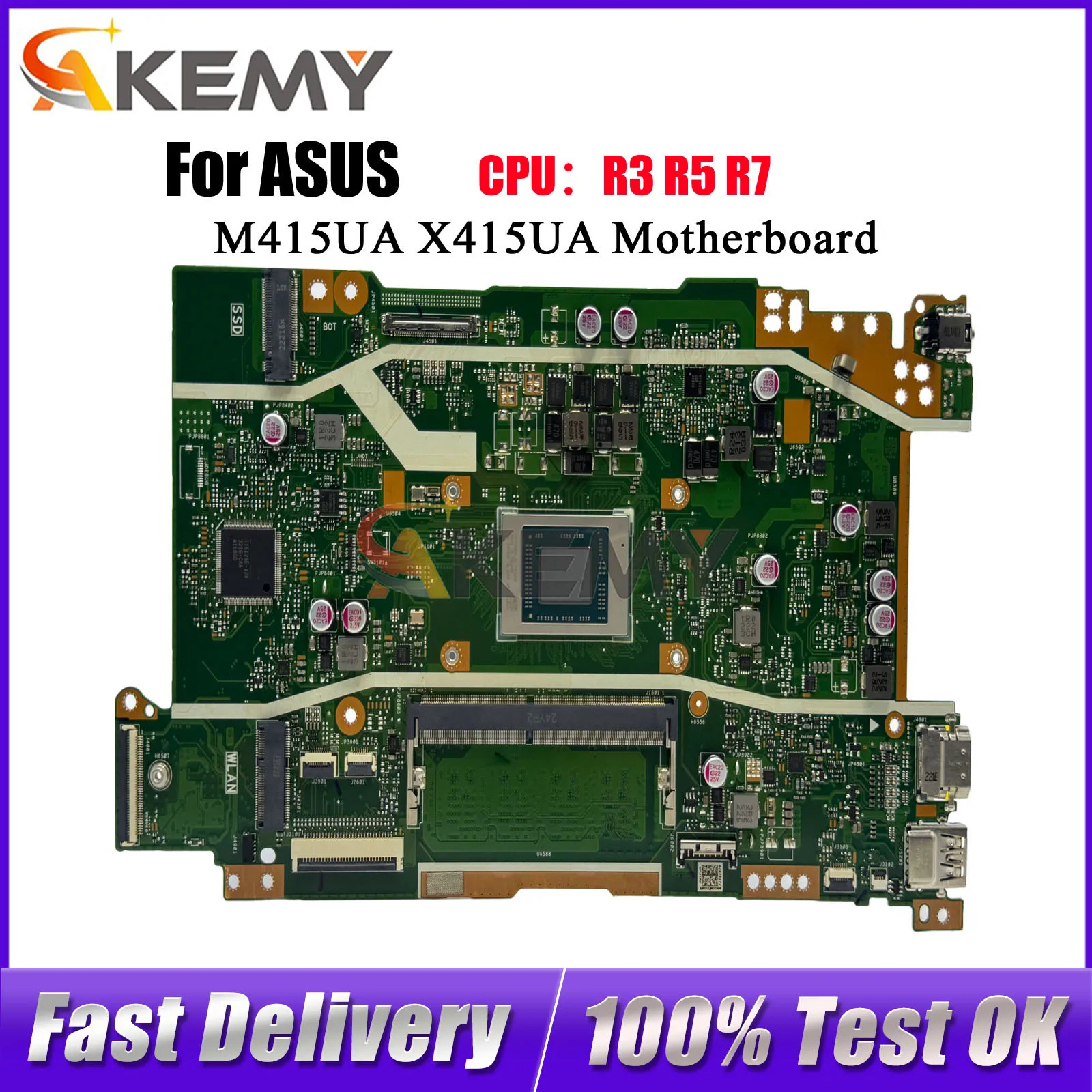 

X415UA Laptop Motherboard For ASUS VivoBook X415UA M415UA X415U Notebook Mainboard With R3 R5 R7 CPU 100% tests OK fast shipping