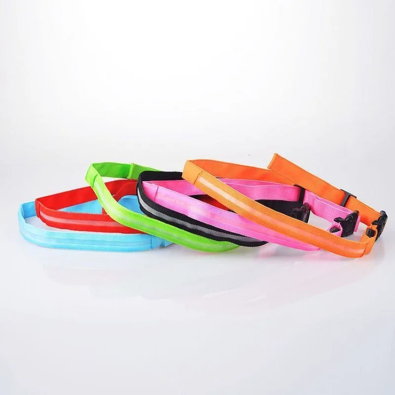 充電式LEDグローベルト ランニング安全ライト 反射式ナイトジョギングウエストバンド フラッシュ警告 可視性 アウトドアアクティビティ