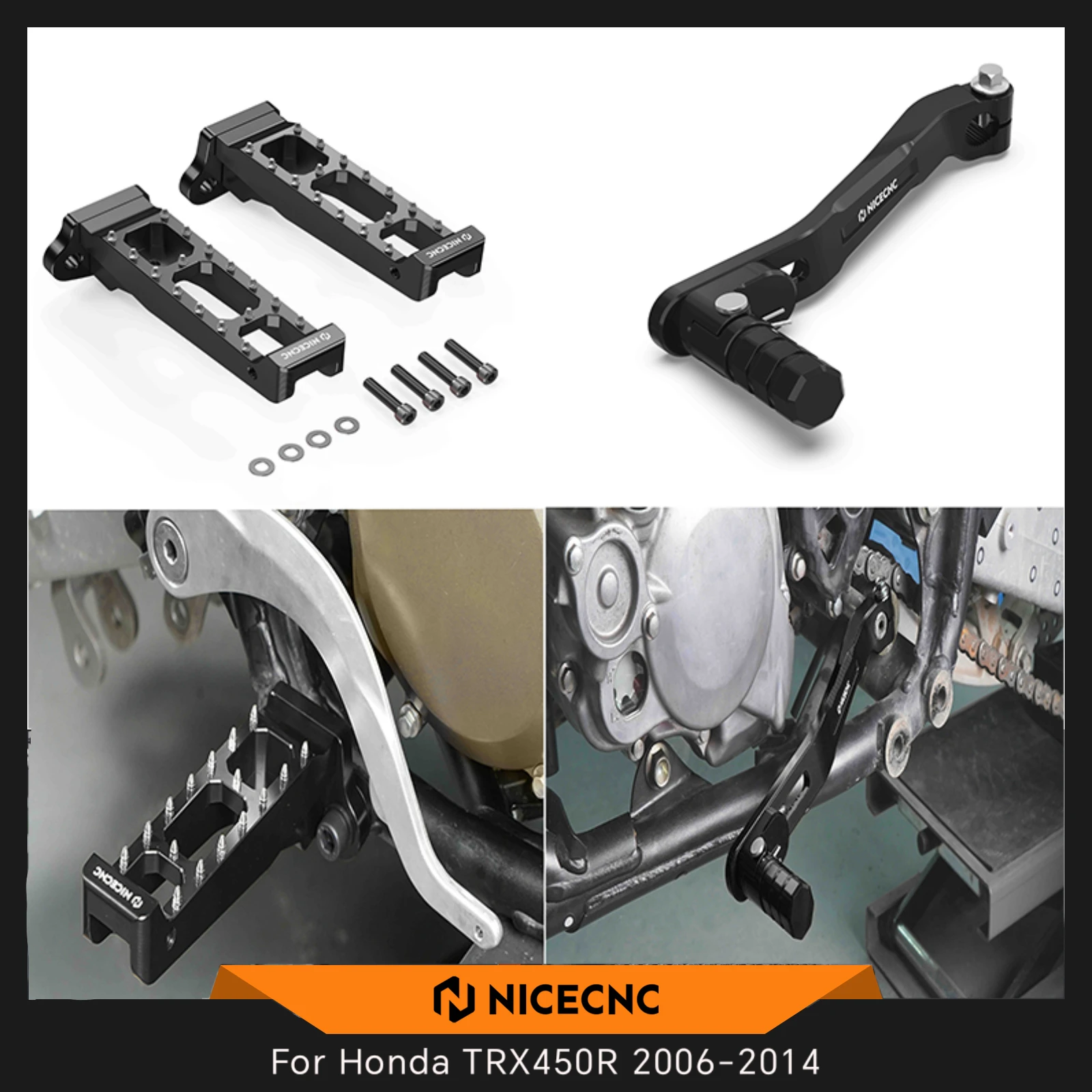 

NICECNC для Honda TRX450R/TRX450ER 2006-2014: Складной рычаг переключения передач и левые/правые подножки из алюминиевого сплава