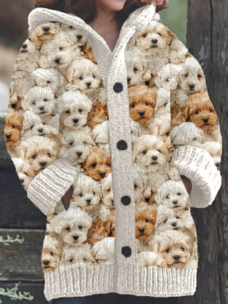 New Christmas Abstract Three-dimensional Printed Casual Jacket Women's Autumn/Winter New Style Hooded Sweater Coat