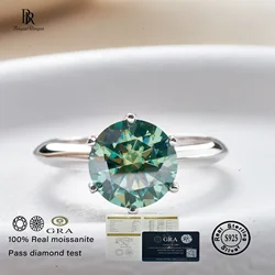6.5/8mm bluegreen color moissaite ring for charm lady 925 Sterling Sliver Wedding Band Sparkling Diamonds Fine Jewelry GRA