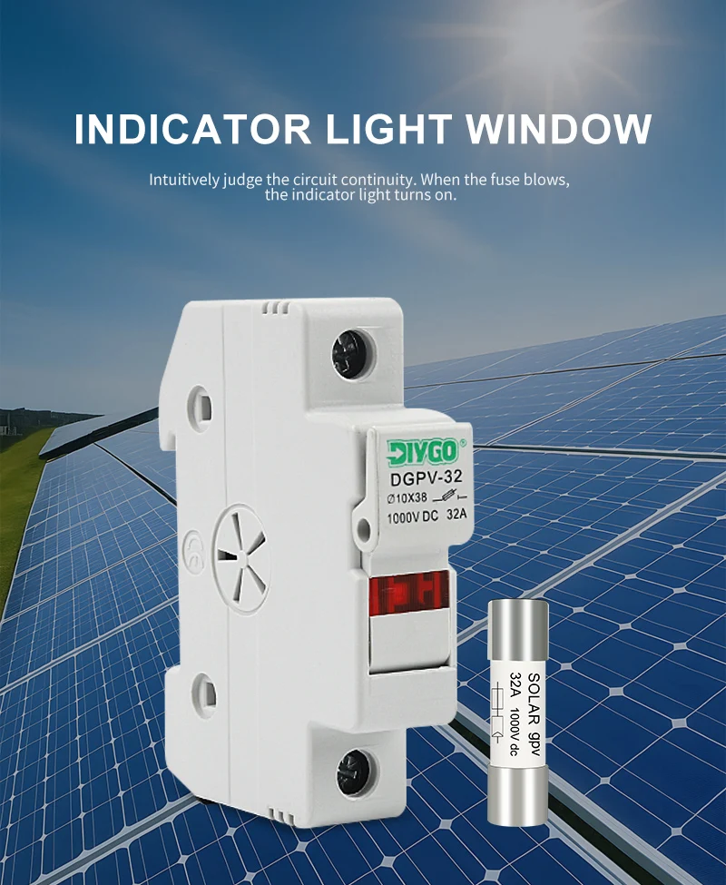 DIY GO 1P Solar-PV 1000V Sicherungshalter Geeignet für 10*38mm PV-Sicherungselemente Solarsystem-Schutzbasis Photovoltaik-Schutz DGPV – Detail 3