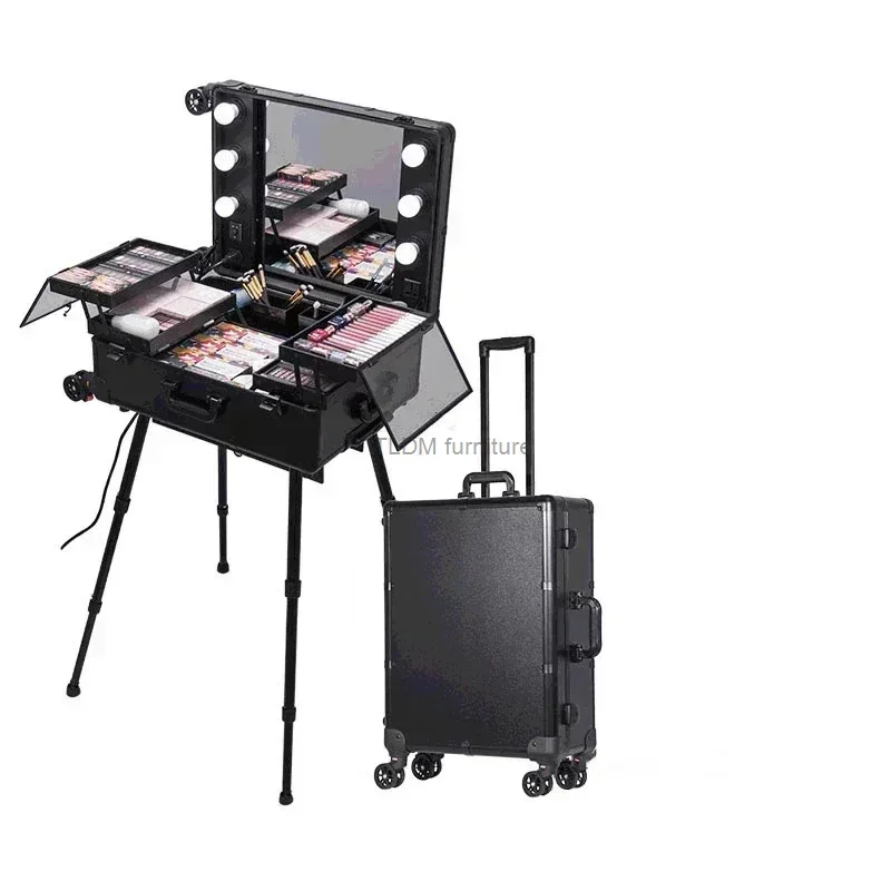 Multifunctional portable makeup artist manicure foldable trolley case,mobile workbench, stall table salon furniture  Nail Tables