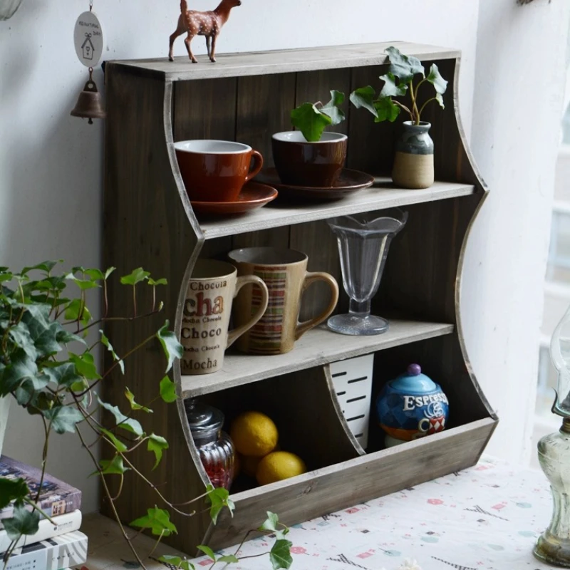 

Solid Wood Wall Mounted Storage Shelf Floating Display Rack for Dining RoomKitchen Organizer Hanging Cabinet for Cups And Plates
