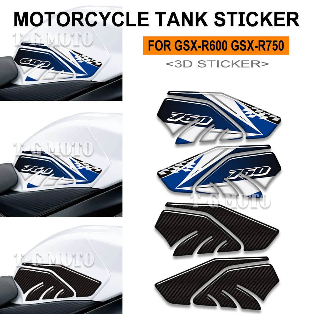 Motorcycle Tank Pad Stickers Protection Kit Waterproof For GSX-R600 GSX-R750 3D Resin Protective Sticker GSXR GSX-R 600 750