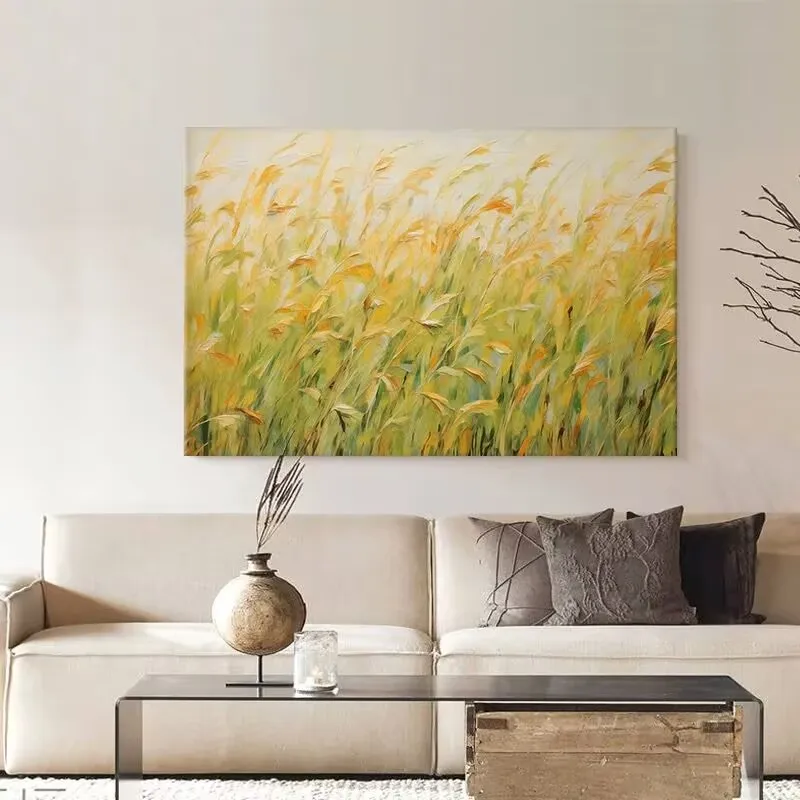 Golden Wheat ear Pure Hand Drawn Oil Painting Living Room Sofa Background Decoration Painting Handmade Acrylic Texture Painting