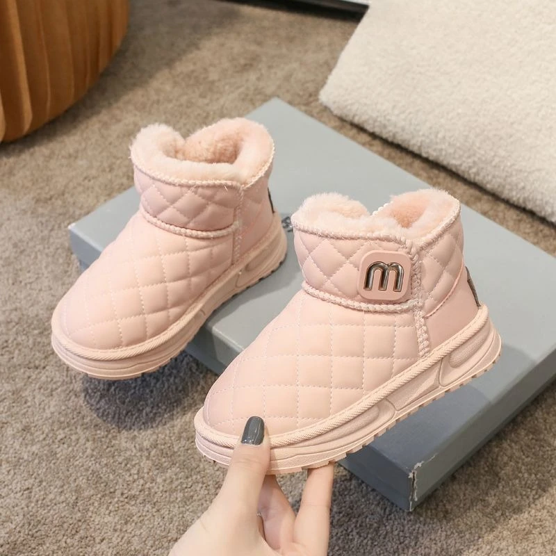 الأولاد الشتاء الثلوج الأحذية 2026 جديد وصول الدافئة صوف مبطن عدم الانزلاق الاطفال حذاء كاجوال للطقس البارد منتصف حجم كبير