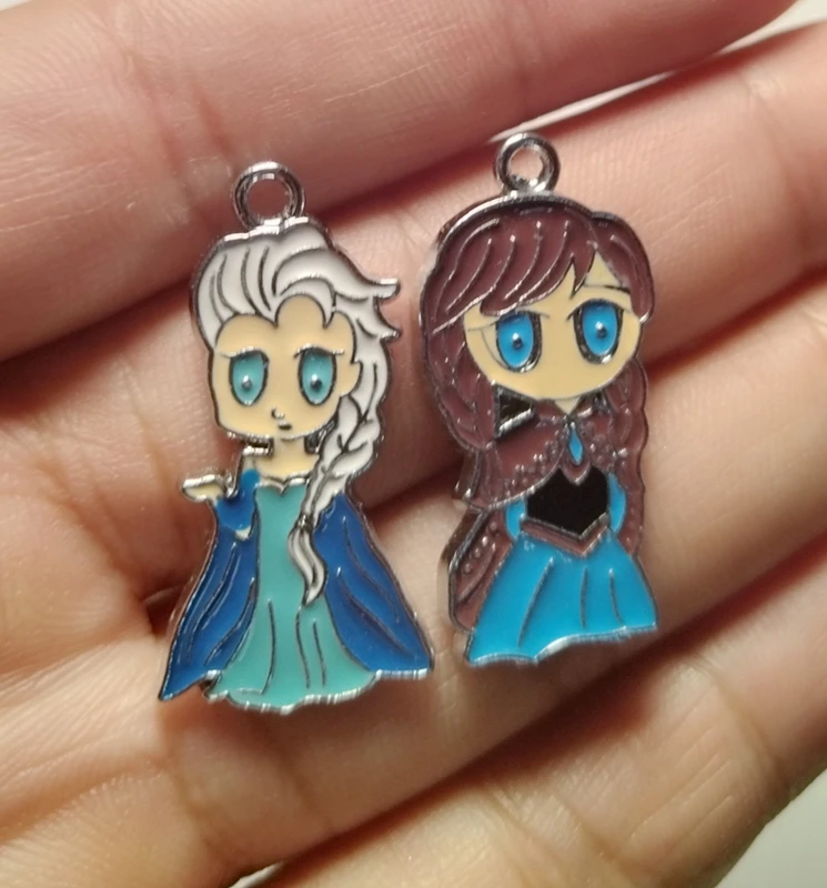 

mizx Cartoon 10pcs princess Charm Jewelry Accessories Enamel Necklace Earring Pendant Diy Making Craft Supplies Alloy
