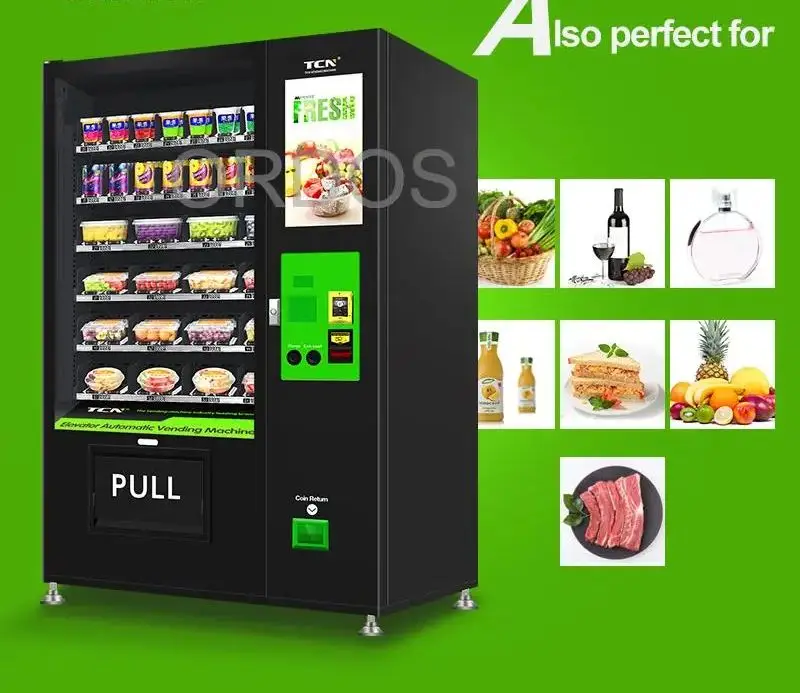 Belt Conveyor Glass Water Healthy Food Fruit Salad Egg Vegetable Combo Elevator Vending Machine