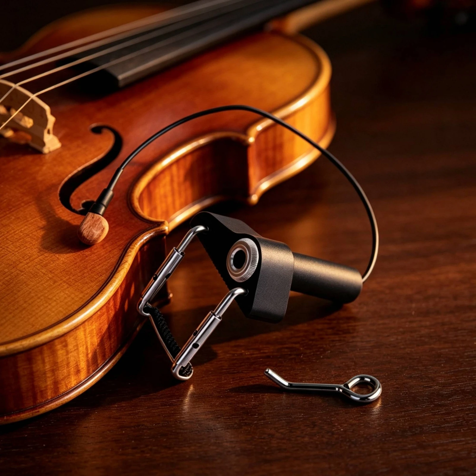Bridge Mounted Violin Pickup Removable Violin Pickup with Clamp Instrument Transducer Crisp Touch Sensor Clear