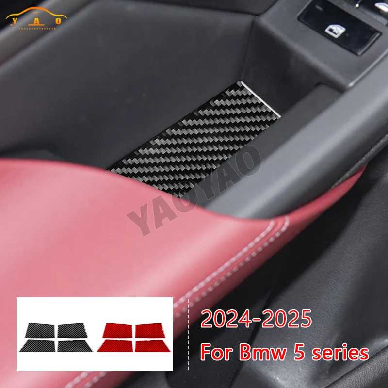 

For BMW 5 Series i5 G60 G68 2024 2025 Carbon Fiber Car Door Storage Box Slot Pad Sticker Interior Protection Car