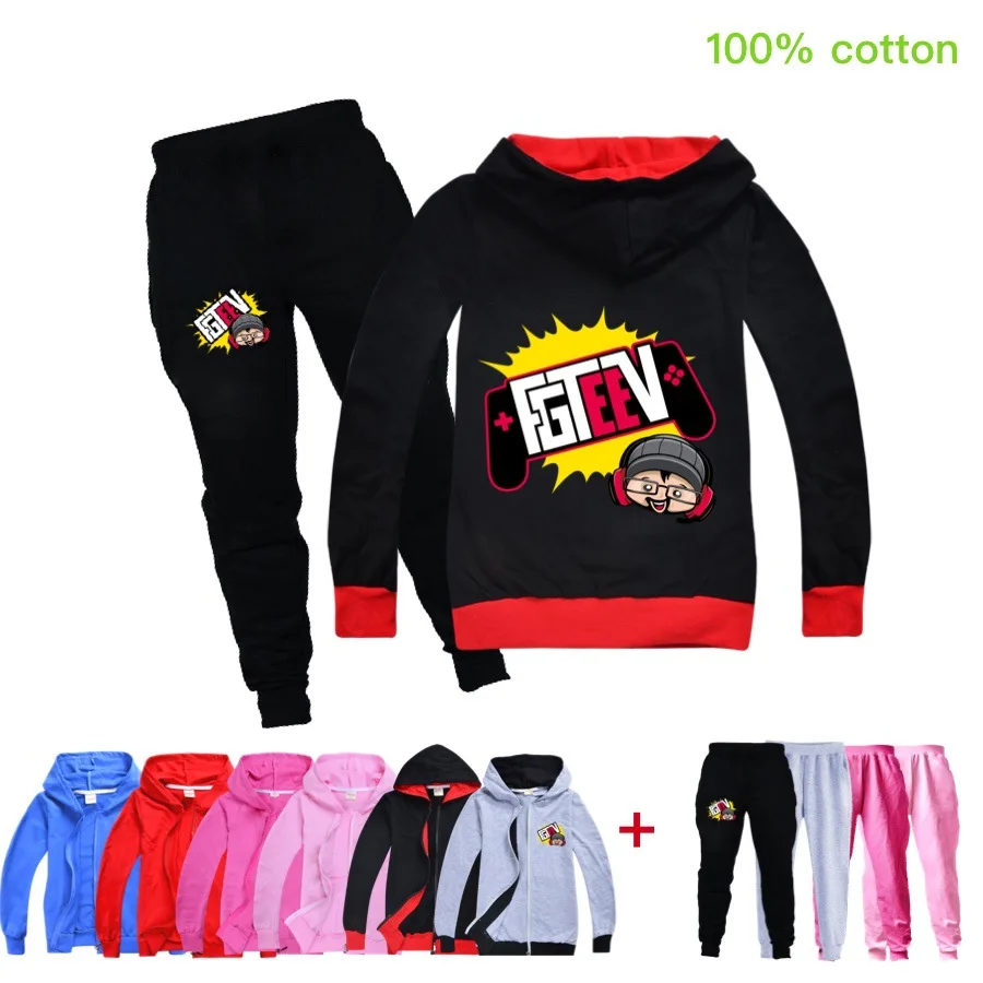 

New Casual Sportswear Toddler Girls Clothes Kids Fgteev Costume Birthday Clothing Baby Boys Zipper Hoody Jacket+Pants 2pcs Set